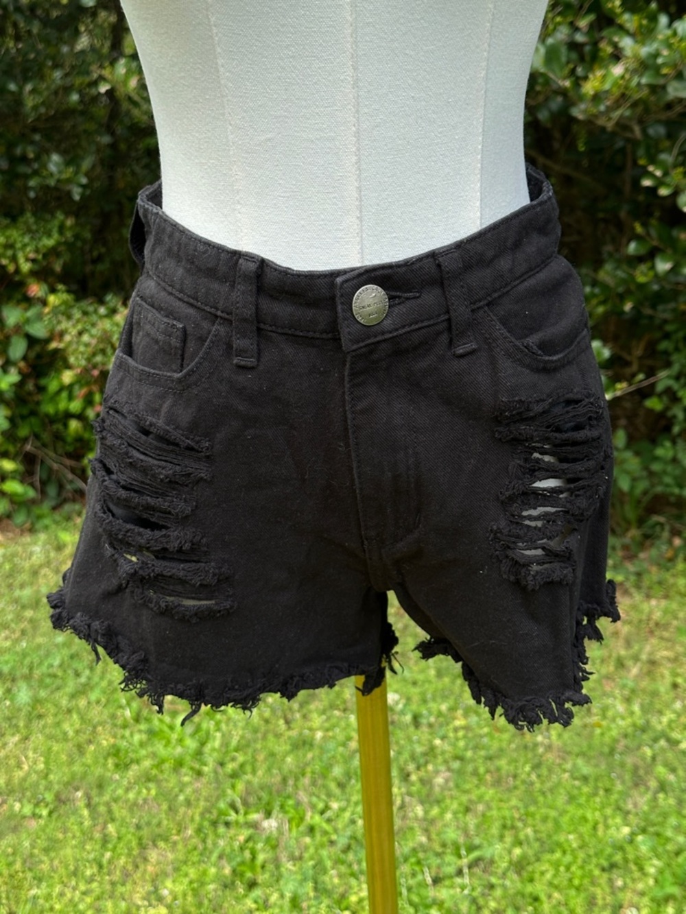 Sneak Peak High-Rise Black Distressed Jean Shorts for Women